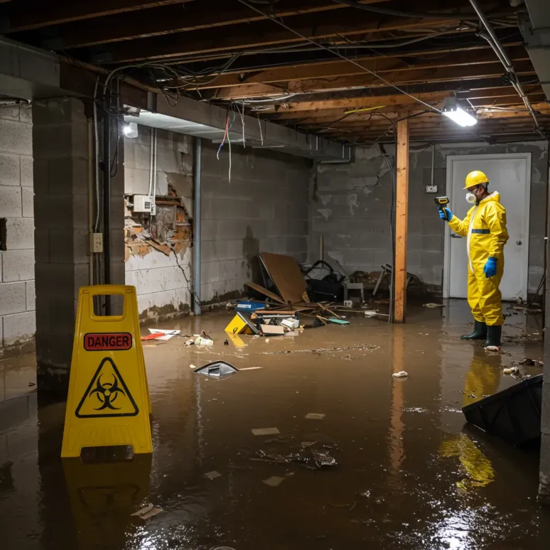 Flooded Basement Electrical Hazard in Holly Ridge, NC Property