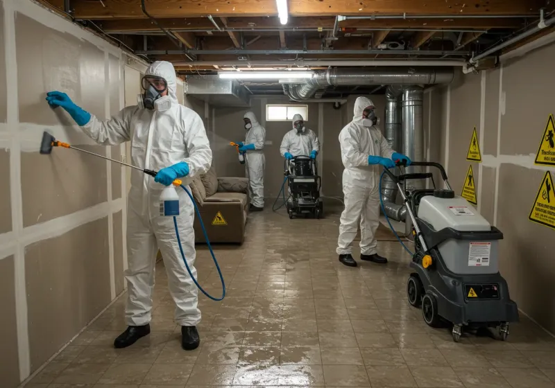 Basement Moisture Removal and Structural Drying process in Holly Ridge, NC